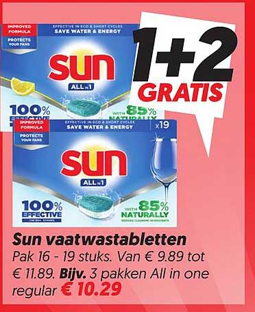Sun vaatwastabletten 1+2 GRATIS