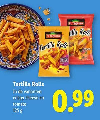 Tortilla Rolls In de varianten crispy cheese en tomato 125 g