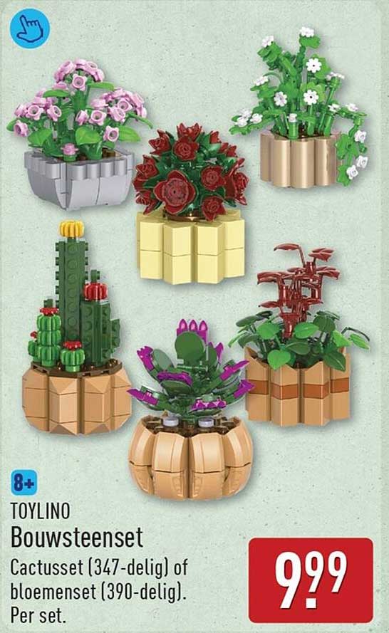 TOYLINO Bouwsteenset Cactusset (347-delig) of bloemenset (390-delig). Per set.