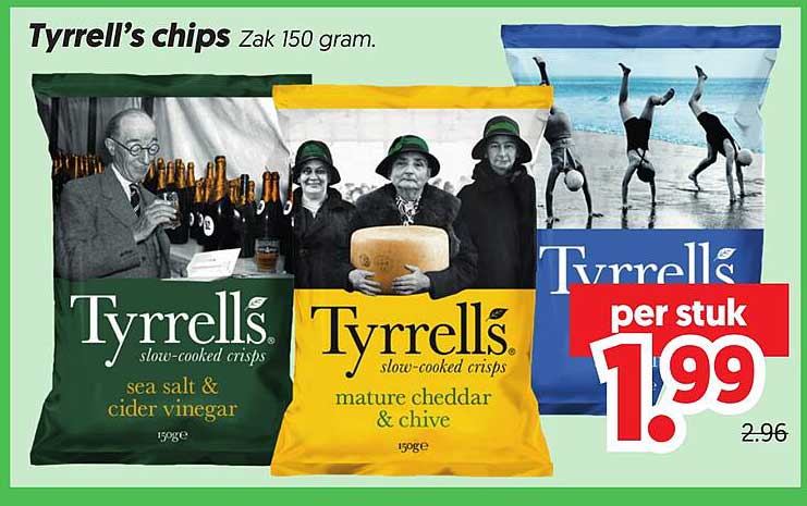 Tyrrell’s chips Zak 150 gram per stuk