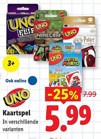 UNO Kaartspel In verschillende varianten -25%