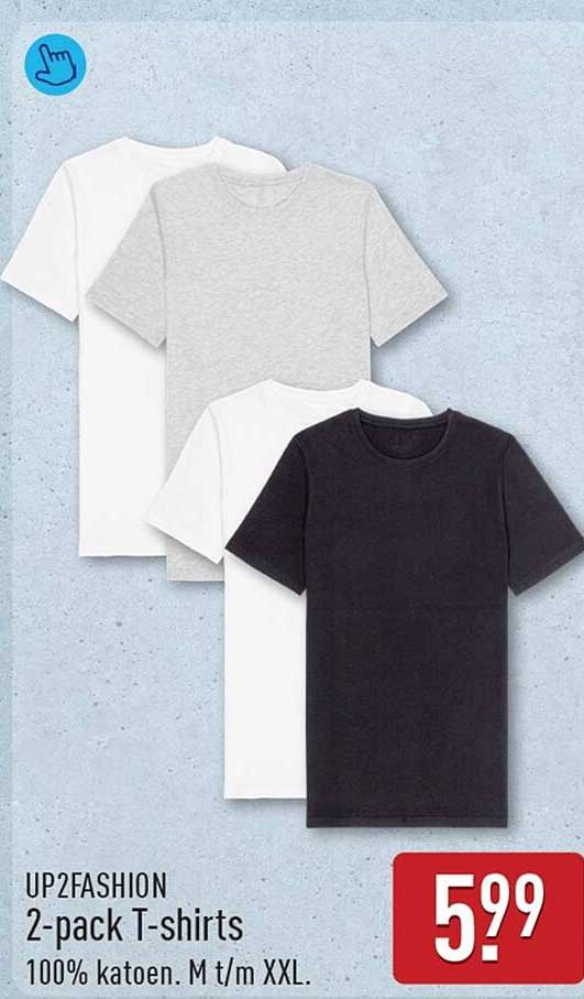 UP2FASHION 2-pack T-shirts 100% katoen. M t/m XXL.