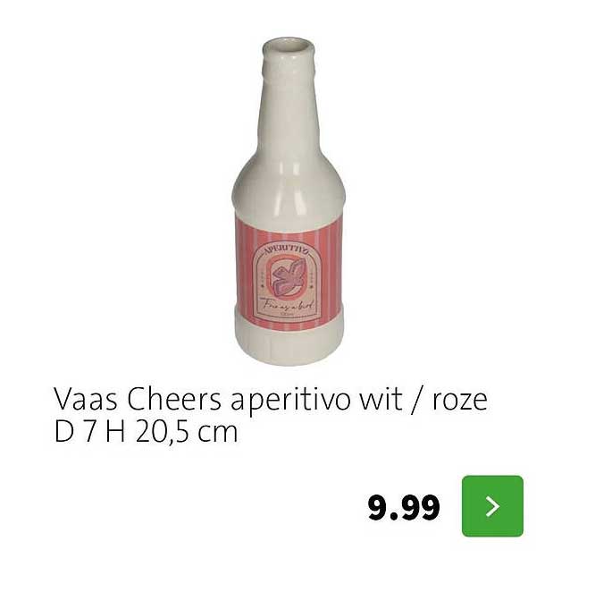 Vaas Cheers aperitivo wit / roze D 7 H 20,5 cm