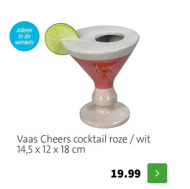 Vaas Cheers cocktail roze / wit 14,5 x 12 x 18 cm