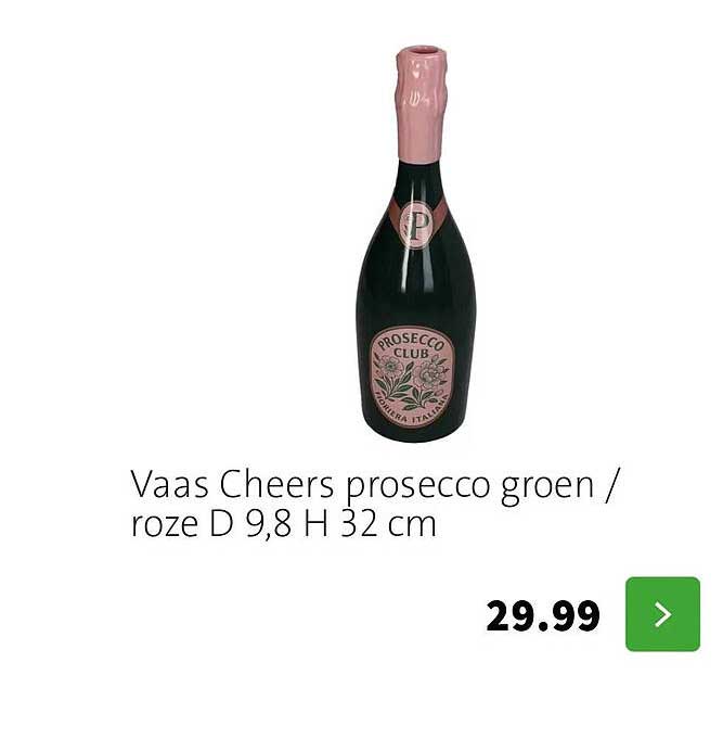 Vaas Cheers prosecco groen / roze D 9,8 H 32 cm