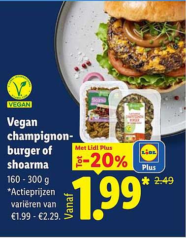 Vegan champignon-burger of shoarma