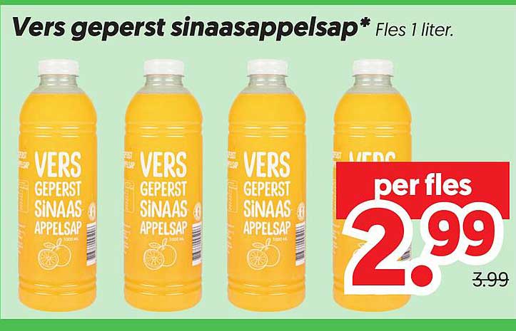Vers geperst sinaasappelsap* Fles 1 liter
