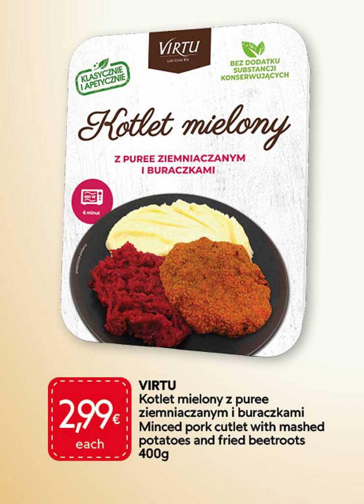 VIRTU Kotlet mielony z puree ziemniaczanym i buraczkami
