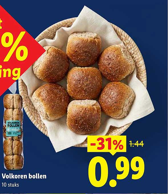 Volkoren bollen 10 stuks -31%