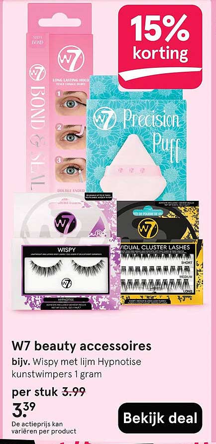 W7 beauty accessoires bijv. Wispy met lijm Hypnotise kunstwimpers 1 gram 15% korting