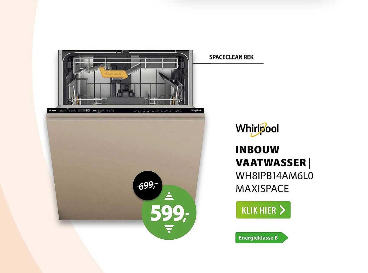 Whirlpool inbouw vaatwasser WH8IPB14AM6LO Maxispace