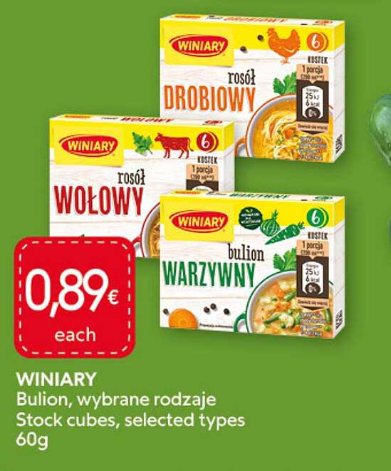 WINIARY Bulion, wybrane rodzaje Stock cubes, selected types 60g