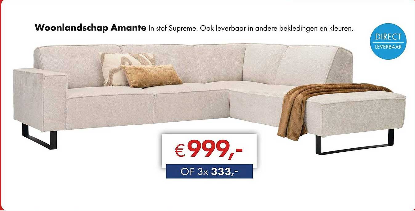 Woonlandschap Amante In stof Supreme. Ook leverbaar in andere bekledingen en kleuren.
