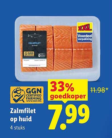 Zalmfilet op huid 4 stuks XXL Voordeel verpakking