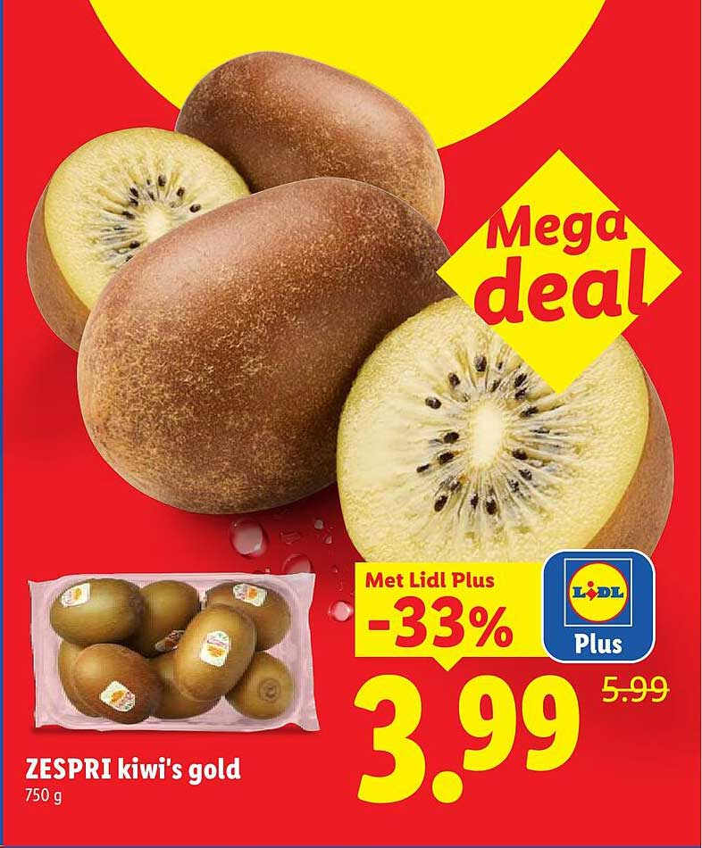 ZESPRI kiwi's gold 750 g Met Lidl Plus -33%