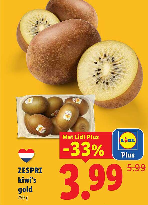 ZESPRI kiwi's gold 750 g Met Lidl Plus -33%