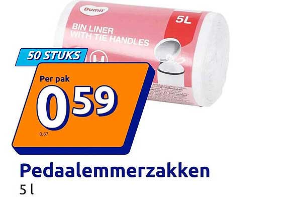 50 stuks pedaalemmerzakken 5 l