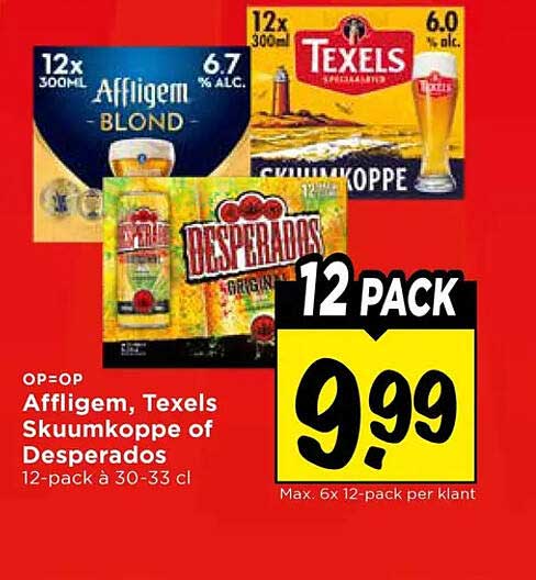 Affligem, Texels Skuumkoppe of Desperados 12-pack à 30-33 cl