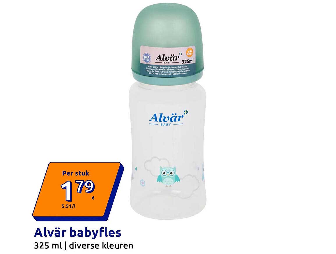 Alvär babyfles 325 ml | diverse kleuren