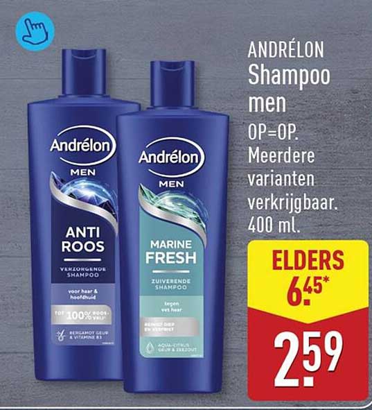 ANDRÉLON Shampoo men OP=OP. Meerdere varianten verkrijgbaar. 400 ml.