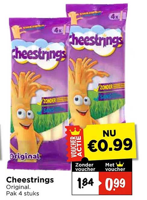 Cheestrings Original. Pak 4 stuks
