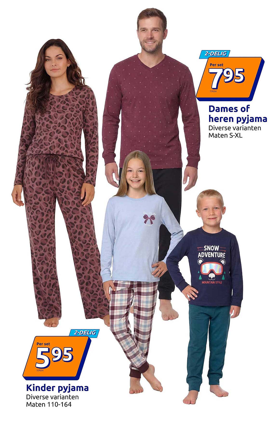Dames of heren pyjama 2-delig