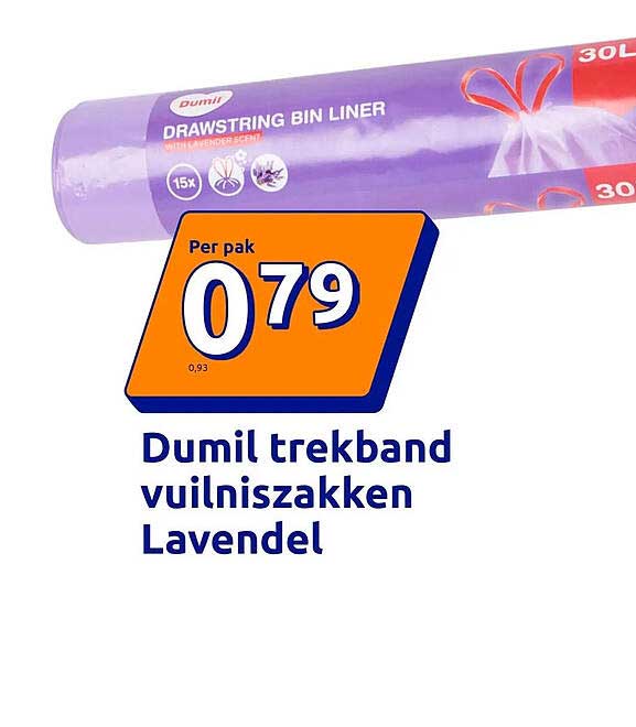 Dumil trekband vuilniszakken Lavendel