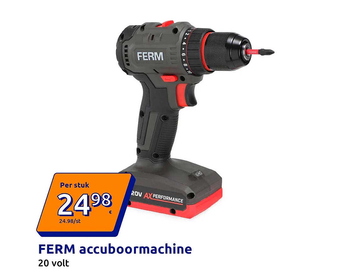 FERM accuboormachine 20 volt