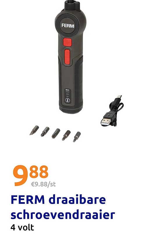 FERM draaibare schroevendraaier 4 volt