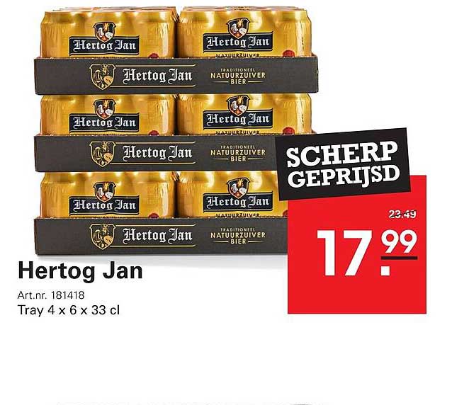 Hertog Jan Tray 4 x 6 x 33 cl SCHERP GEPRIJSD