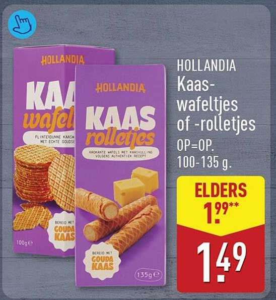 HOLLANDIA Kaaswafeltjes of -rolletjes OP=OP. 100-135 g.