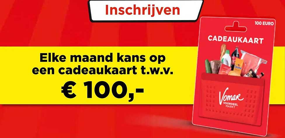 Inschrijven - Elke maand kans op een cadeaukaart t.w.v. € 100,-