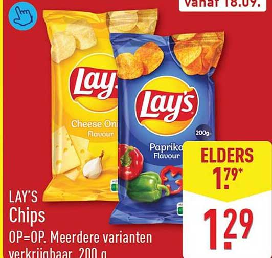 LAY'S Chips 0P=OP. Meerdere varianten verkrijgbaar. 200 g