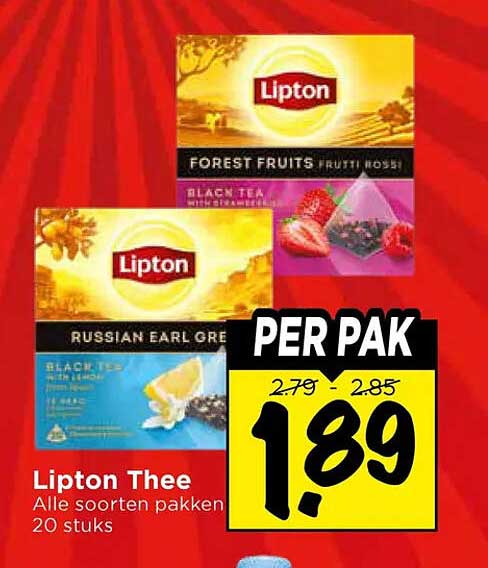 Lipton Thee Alle soorten pakken 20 stuks PER PAK