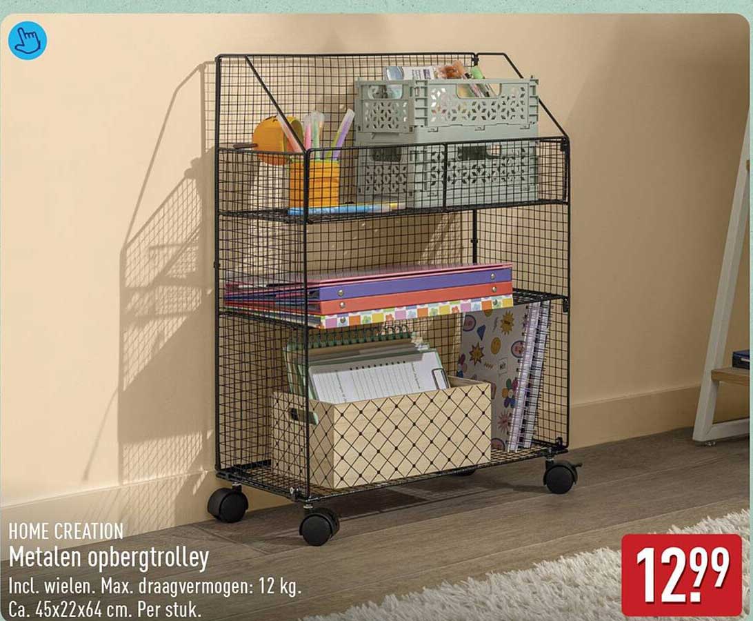 Metalen opbergtrolley
