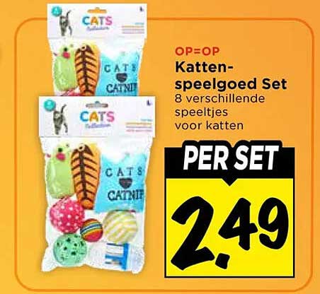 OP=OP Katten-speelgoed Set 8 verschillende speeltjes voor katten PER SET