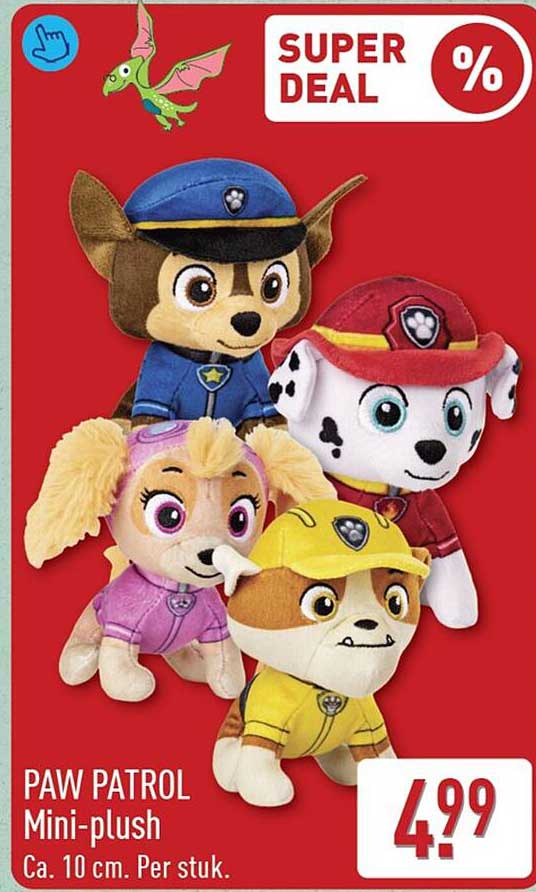 PAW PATROL Mini-plush Ca. 10 cm. Per stuk.