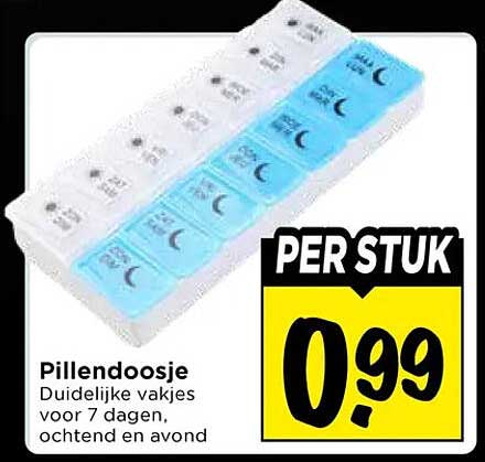 Pillendoosje Duidelijke vakjes voor 7 dagen, ochtend en avond PER STUK