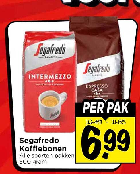 Segafredo Koffiebonen Alle soorten pakken 500 gram PER PAK