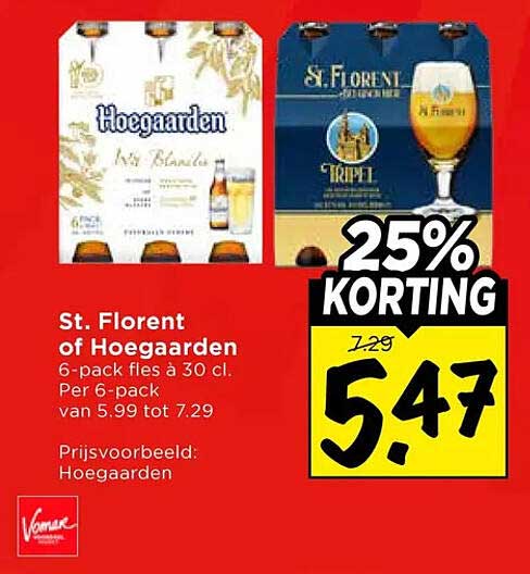 St. Florent of Hoegaarden 6-pack fles à 30 cl. Per 6-pack 25% KORTING