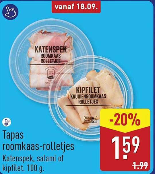Tapas roomkaas-rolletjes