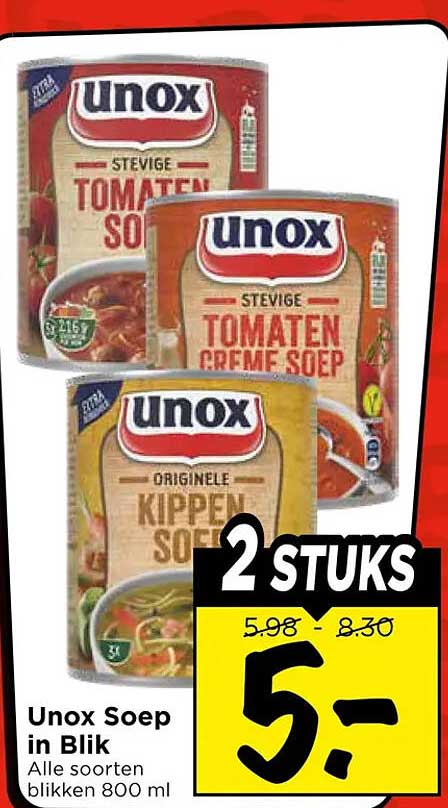 Unox Soep in Blik Alle soorten blikken 800 ml 2 STUKS
