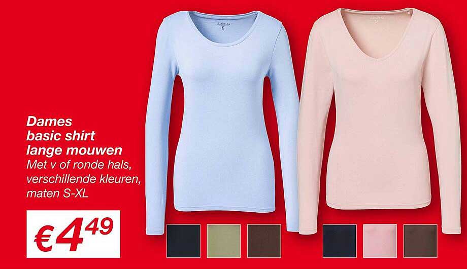 Dames basic shirt lange mouwen