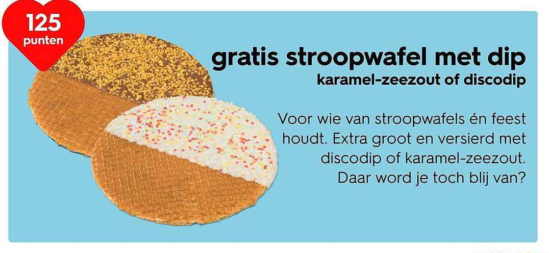 gratis stroopwafel met dip karamel-zeezout of discodip