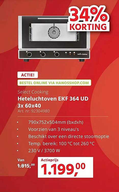 Heteluchtoven EKF 364 UD 3x 60x40