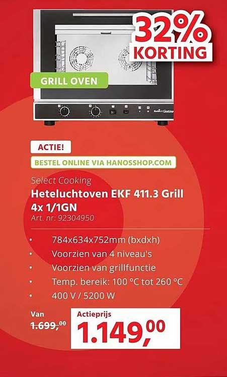 Heteluchtoven EKF 411.3 Grill 4x 1/1GN