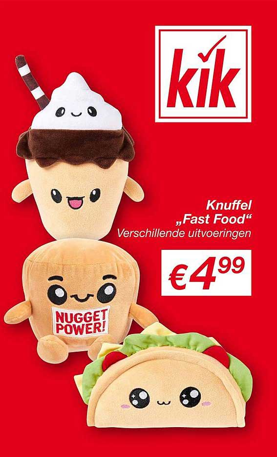 Knuffel „Fast Food“ - Verschillende uitvoeringen