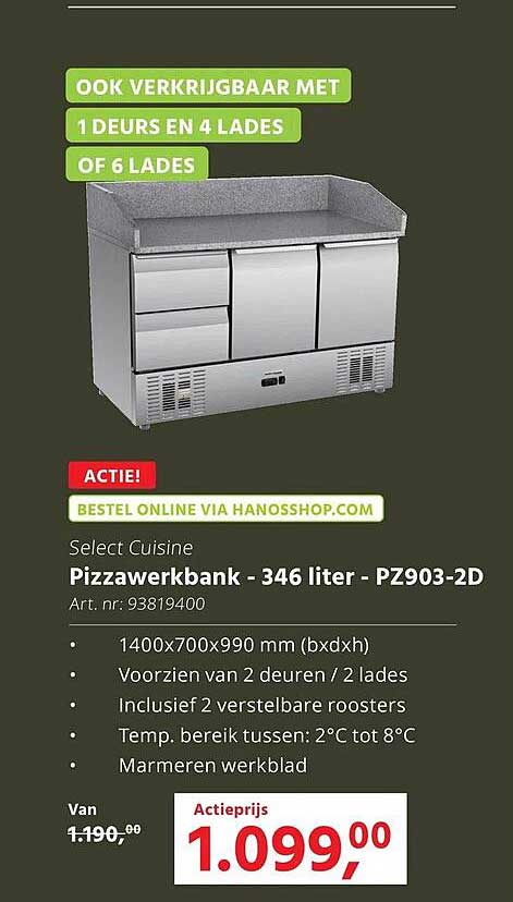 Pizzawerkbank - 346 liter - PZ903-2D