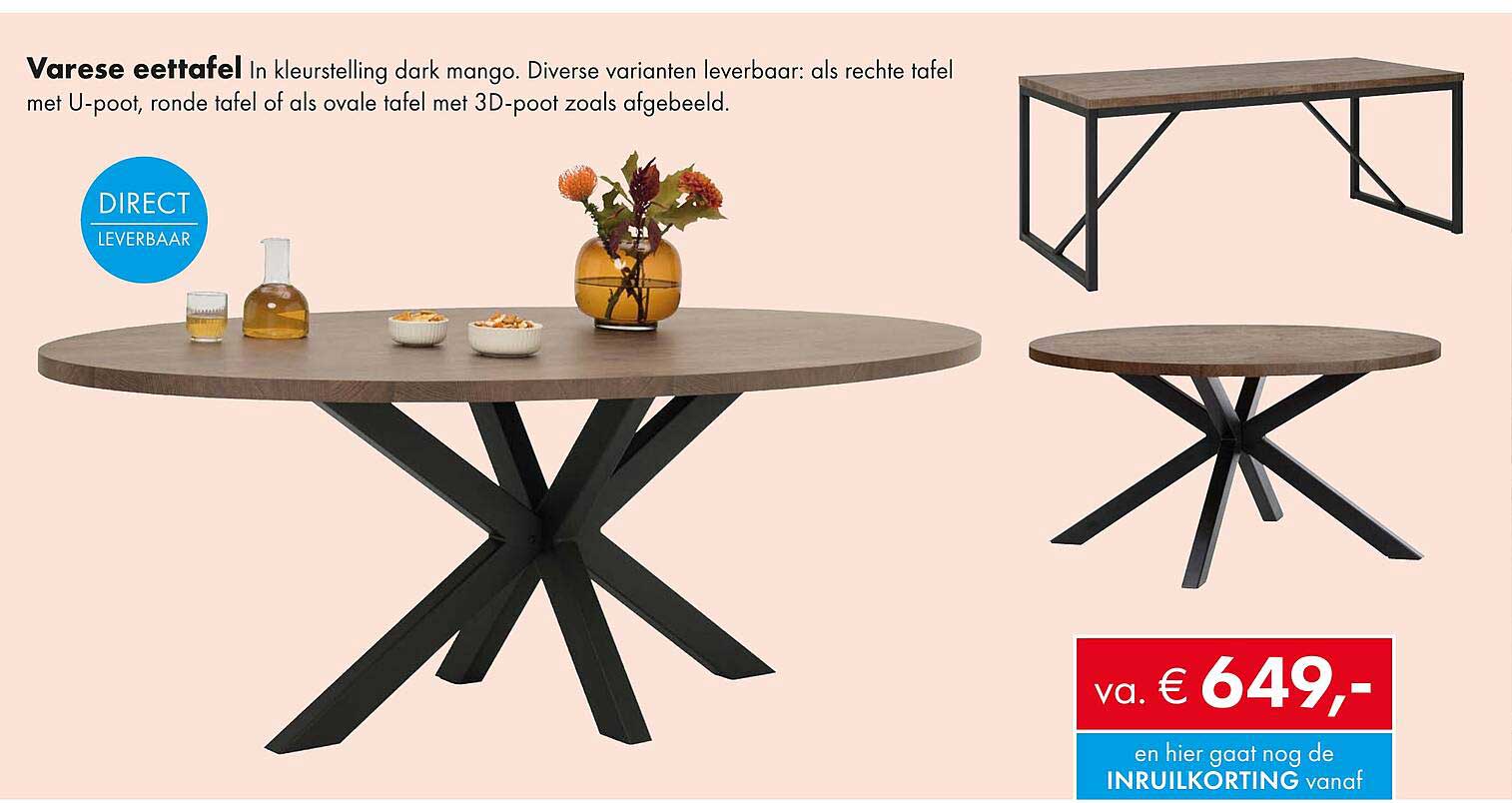 Varese eettafel in kleurstelling dark mango