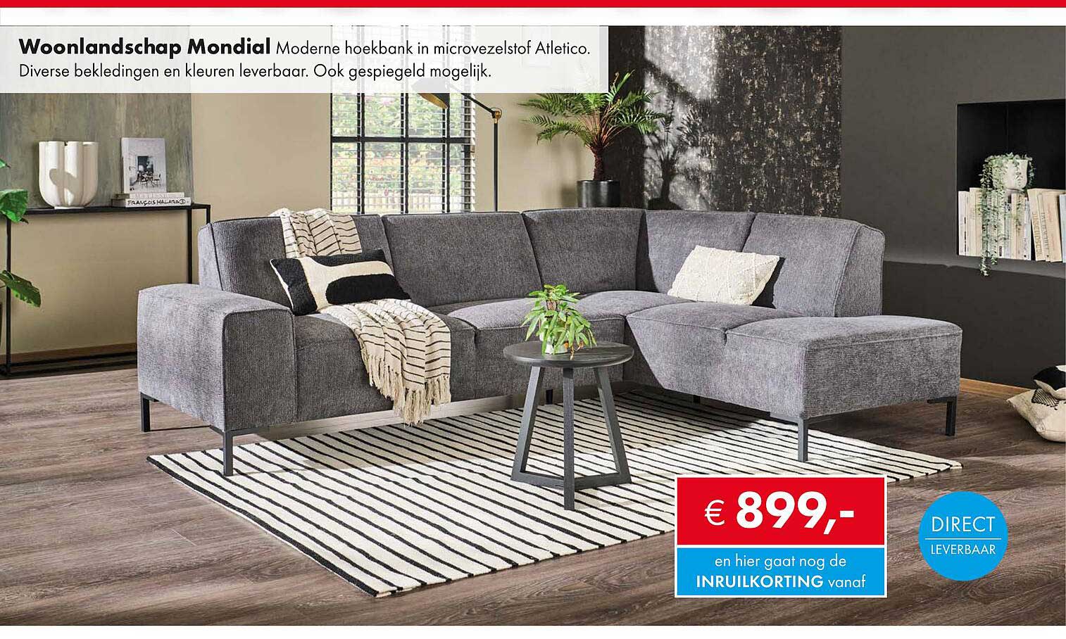Woonlandschap Mondial Moderne hoekbank in microvezelstof Atletico.